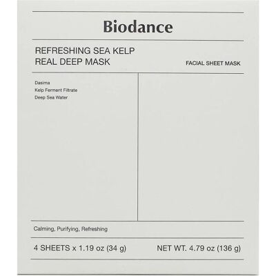 Biodance, Gesichtsmaske, Refreshing Sea Kelp Real Deep Mask 1 Box 34g X 4 Pieces (136 ml) Biodance, Gesichtsmaske, Refreshing Sea Kelp Real Deep Mask 1 Box 34g X 4 Pieces (136 ml)