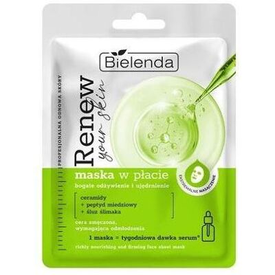 Bielenda, Gesichtsmaske, Renew Your Skin Nourishing Sheet Mask With Ceramides And Snail Mucus (17 g) Bielenda, Gesichtsmaske, Renew Your Skin Nourishing Sheet Mask With Ceramides And Snail Mucus (17 g)