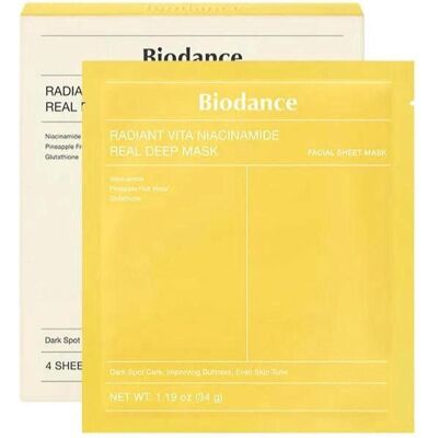 Biodance, Gesichtsmaske, Radiant Vita Niacinamide Real Deep Mask 1 Box 34g X 4 Pieces (136 ml) Biodance, Gesichtsmaske, Radiant Vita Niacinamide Real Deep Mask 1 Box 34g X 4 Pieces (136 ml)