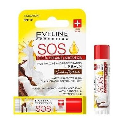 Eveline, Lippenpflege, Cosmetics S.O.S. Feuchtigkeitsspendender und regenerierender Lippenbalsam mit Kokosnuss (Lippenbalsam, 20 g) Eveline, Lippenpflege, Cosmetics S.O.S. Feuchtigkeitsspendender und regenerierender Lippenbalsam mit Kokosnuss (Lippenbalsam, 20 g)