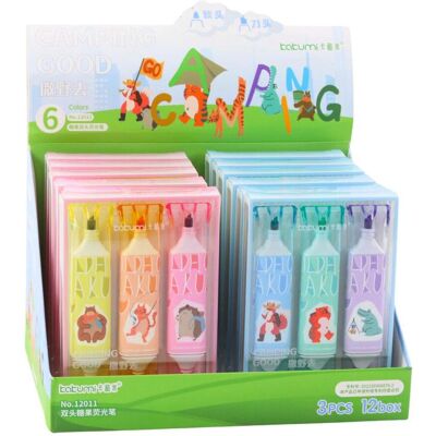 Lean Toys, Highlighter + Bronzer, Leantoys Textmarker Set Rosa Blau Tiermotiv Zwei Punkte 3tlg (Highlighter) Lean Toys, Highlighter + Bronzer, Leantoys Textmarker Set Rosa Blau Tiermotiv Zwei Punkte 3tlg (Highlighter)