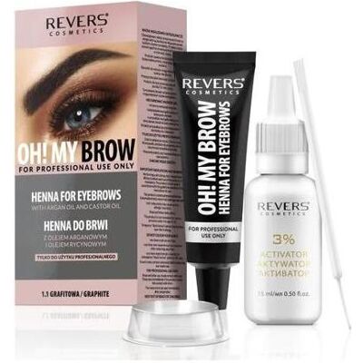 Revers Cosmetics, Augenbrauenfarbe, OH MY BROW Eyebrow Tint Bio Professional Formula Graphite Gray 1.1 mit Arganöl & Rizinusöl Revers Cosmetics, Augenbrauenfarbe, OH MY BROW Eyebrow Tint Bio Professional Formula Graphite Gray 1.1 mit Arganöl & Rizinusöl