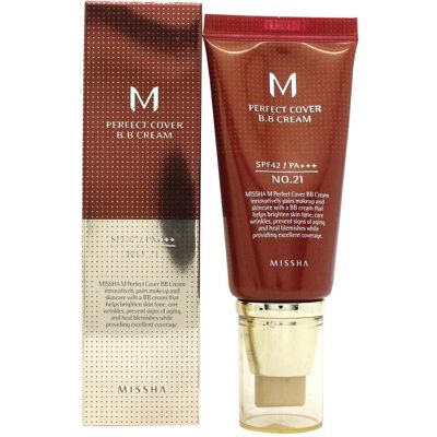 Missha, BB + CC Creme, Perfect Cover (21, Light Beige, 50 ml) Missha, BB + CC Creme, Perfect Cover (21, Light Beige, 50 ml)
