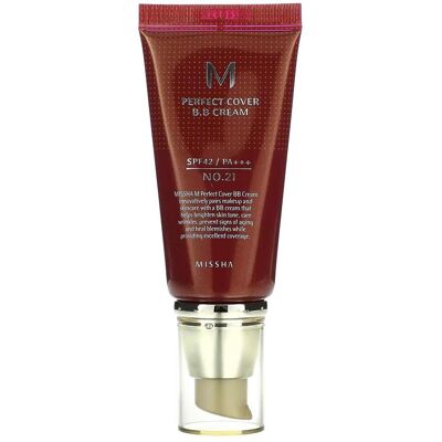 Missha, BB + CC Creme, Perfect Cover (21, Beige, Helles Beige, Light Beige, 50 ml) Missha, BB + CC Creme, Perfect Cover (21, Beige, Helles Beige, Light Beige, 50 ml)