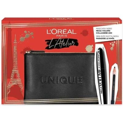 L'Oréal Paris, Mascara, L'Oreal Paris Atelier Pouch Set mit Mega Volume Mascara und Bleistift (Black, Mega Black) L'Oréal Paris, Mascara, L'Oreal Paris Atelier Pouch Set mit Mega Volume Mascara und Bleistift (Black, Mega Black)
