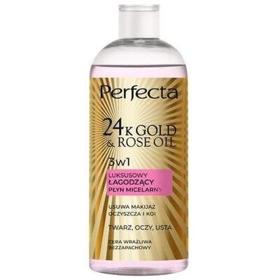 Perfecta, Gesichtsreinigung, 24k Gold Rose Oil Micellar Liquid für empfindliche Haut 400ml (Mizellenwasser, 400 ml) Perfecta, Gesichtsreinigung, 24k Gold Rose Oil Micellar Liquid für empfindliche Haut 400ml (Mizellenwasser, 400 ml)