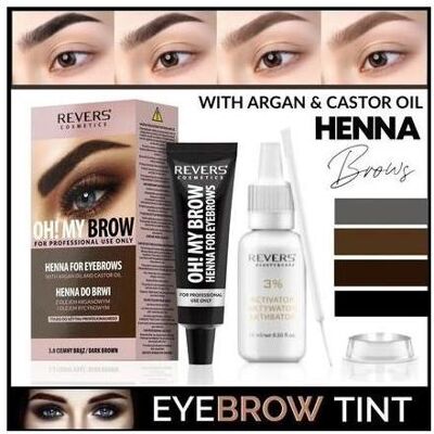 Revers, Augenbrauenpuder, Henna Eyebrow Eyelash Color Permanent Brow Color Cream Brown Black Complete Set (Braun, Schwarz) Revers, Augenbrauenpuder, Henna Eyebrow Eyelash Color Permanent Brow Color Cream Brown Black Complete Set (Braun, Schwarz)