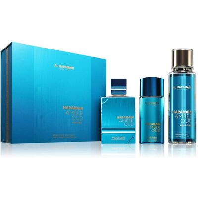 Al Haramain, Beauty Geschenkset, Amber Oud Aqua Dubai - parfémovaný extrakt 75ml + parfémovaný extrakt 30ml + tÄ›lový závoj 250ml (Parfum Set) Al Haramain, Beauty Geschenkset, Amber Oud Aqua Dubai - parfémovaný extrakt 75ml + parfémovaný extrakt 30ml + tÄ›lový závoj 250ml (Parfum Set)