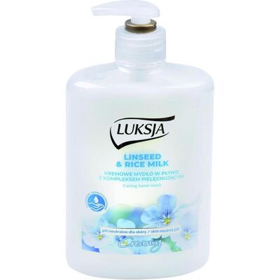 Luksja, Handseife, Flüssigseife mit Leinsamen und Reismilch (Flüssigseife) Luksja, Handseife, Flüssigseife mit Leinsamen und Reismilch (Flüssigseife)