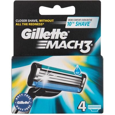 Gillette Rasierklingen, Mach3 Kartonladegerät 4 Einheiten (4x) Gillette Rasierklingen, Mach3 Kartonladegerät 4 Einheiten (4x)