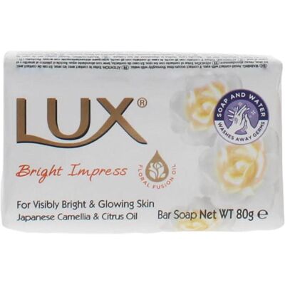 Lux, Handseife, SAPONETTA 80g BRIGHT IMPRESS Bar Seife mit Kamelienöl und Zitrusfrüchten (80 g) Lux, Handseife, SAPONETTA 80g BRIGHT IMPRESS Bar Seife mit Kamelienöl und Zitrusfrüchten (80 g)