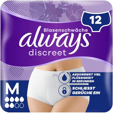Always, Inkontinenzhygiene, Discreet Inkontinenz Pants M 12 (12x) Always, Inkontinenzhygiene, Discreet Inkontinenz Pants M 12 (12x)