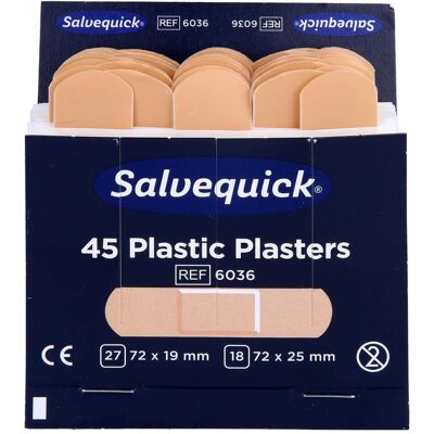 Salvequick Wasserfeste Pflasterstrips - Nachfüllpack 45 Stück Salvequick Wasserfeste Pflasterstrips - Nachfüllpack 45 Stück