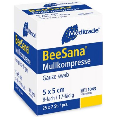 Meditrade, Verbandsmaterial, BeeSana Mullkompresse, steril - 25 x 2 Stück - 5 x 5 cm Meditrade, Verbandsmaterial, BeeSana Mullkompresse, steril - 25 x 2 Stück - 5 x 5 cm