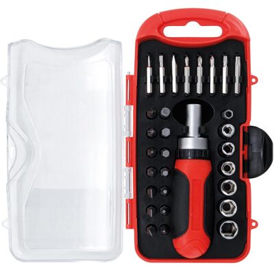 BGS, Bits, Bit-/Steckschlüssel-Einsatz-Satz mit Ratschen-Drehgriff für Bits, umschaltbar 30-tlg. (Innensechskant, Schraubschlitz) BGS, Bits, Bit-/Steckschlüssel-Einsatz-Satz mit Ratschen-Drehgriff für Bits, umschaltbar 30-tlg. (Innensechskant, Schraubschlitz)