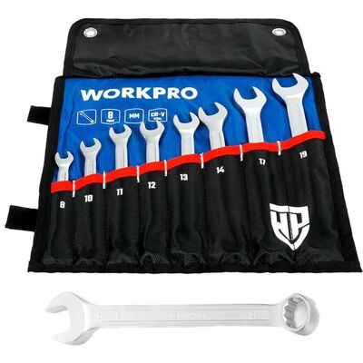 Workpro, Schraubenschlüssel, Cr-v combination wrenches, 8 - 19 mm, 8-piece set Workpro, Schraubenschlüssel, Cr-v combination wrenches, 8 - 19 mm, 8-piece set
