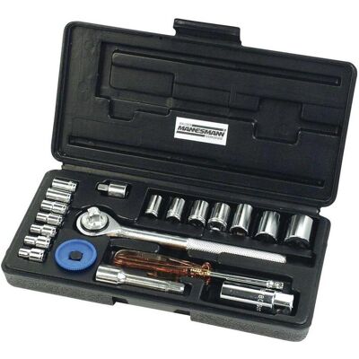 Mannesmann, Steckschlüssel + Stecknuss, Steckschlüsselsatz metrisch 1/ (10 mm, 11 mm, 12 mm, 13 mm, 14 mm, 17 mm, 3/8", 4 mm, 4.5 mm, 5 mm, 5.5 mm, 6 mm, 7 mm, 8 mm, 9 mm) Mannesmann, Steckschlüssel + Stecknuss, Steckschlüsselsatz metrisch 1/ (10 mm, 11 mm, 12 mm, 13 mm, 14 mm, 17 mm, 3/8", 4 mm, 4.5 mm, 5 mm, 5.5 mm, 6 mm, 7 mm, 8 mm, 9 mm)