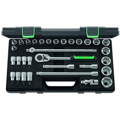 Stahlwille, Steckschlüssel + Stecknuss, Steckschlüssel-Sortiment 1/2 Zoll-Vierkant 32-teilig, Typ: 6 (10 mm, 11 mm, 12 mm, 13 mm, 14 mm, 15 mm, 16 mm, 17 mm, 18 mm, 19 mm, 20 mm, 21 mm, 22 mm, 23 mm, 24 mm, 25 mm, 26 mm, 27 mm, 28 mm, 29 mm, 30 mm, 31 mm Stahlwille, Steckschlüssel + Stecknuss, Steckschlüssel-Sortiment 1/2 Zoll-Vierkant 32-teilig, Typ: 6 (10 mm, 11 mm, 12 mm, 13 mm, 14 mm, 15 mm, 16 mm, 17 mm, 18 mm, 19 mm, 20 mm, 21 mm, 22 mm, 23 mm, 24 mm, 25 mm, 26 mm, 27 mm, 28 mm, 29 mm, 30 mm, 31 mm