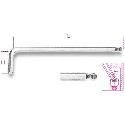 Beta 96BPC 4 Sechskantschlüssel - Chromiert - 5mm Beta 96BPC 4 Sechskantschlüssel - Chromiert - 5mm