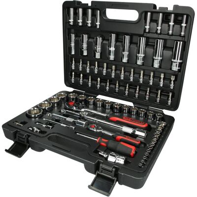 KS Tools, Steckschlüssel + Stecknuss, 1/4" + 1/2" CHROMEplus Steckschlüssel-Satz, 78 Teile, Flank Traction KS Tools, Steckschlüssel + Stecknuss, 1/4" + 1/2" CHROMEplus Steckschlüssel-Satz, 78 Teile, Flank Traction