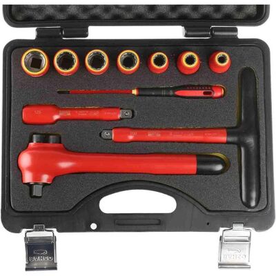 Bahco Steckschlüssel + Stecknuss, Nach VDE isolierter 1/2"-Steckschlüssel-Satz - 11-teilig (11 mm) Bahco Steckschlüssel + Stecknuss, Nach VDE isolierter 1/2"-Steckschlüssel-Satz - 11-teilig (11 mm)