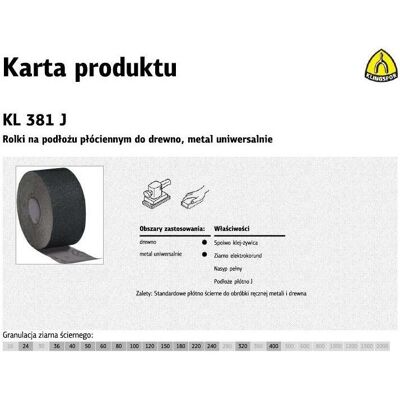 Klingspor, Schleifmittel, ROLLER ON CANVAS FLOOR KL381J 150mm, 180 (50m) Klingspor, Schleifmittel, ROLLER ON CANVAS FLOOR KL381J 150mm, 180 (50m)