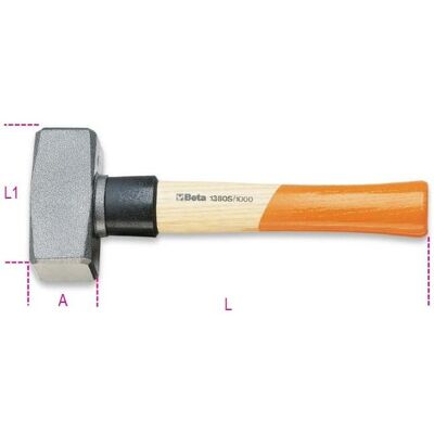 BETA, Hammer, 013800400 1380S 800 Vorschlaghammer mit Sicherheitshülse Holzgriff BETA, Hammer, 013800400 1380S 800 Vorschlaghammer mit Sicherheitshülse Holzgriff