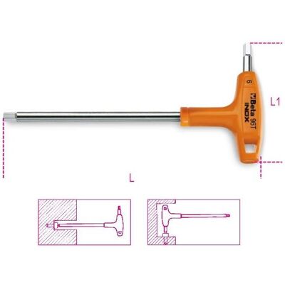 BETA, Sechskantschlüssel, 000961940 961940 96T INOX 5 Winkelschlüssel mit Kraftgriff, aus rostfreiem Stahl BETA, Sechskantschlüssel, 000961940 961940 96T INOX 5 Winkelschlüssel mit Kraftgriff, aus rostfreiem Stahl