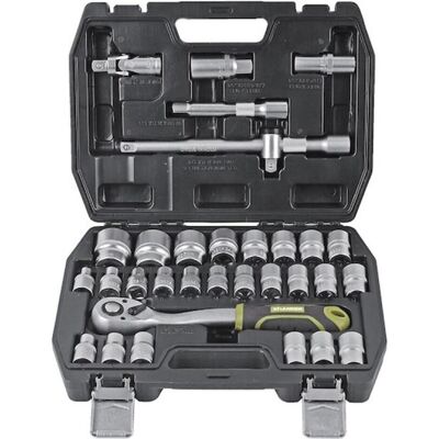 Xhander, Steckschlüssel + Stecknuss, 1/2 dopsleutelset met ratel 32-delig (10 mm, 11 mm, 12 mm, 13 mm, 14 mm, 15 mm, 16 mm, 17 mm, 18 mm, 19 mm, 20 mm, 21 mm, 22 mm, 24 mm, 27 mm, 30 mm, 32 mm, 8 mm, 9 mm) Xhander, Steckschlüssel + Stecknuss, 1/2 dopsleutelset met ratel 32-delig (10 mm, 11 mm, 12 mm, 13 mm, 14 mm, 15 mm, 16 mm, 17 mm, 18 mm, 19 mm, 20 mm, 21 mm, 22 mm, 24 mm, 27 mm, 30 mm, 32 mm, 8 mm, 9 mm)