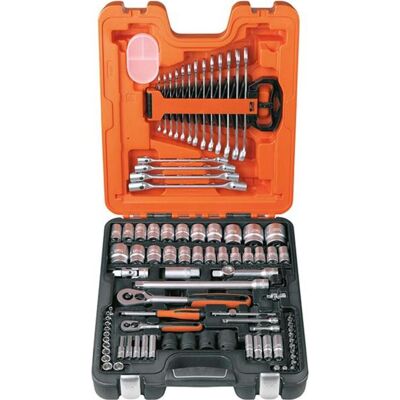 Bahco Steckschlüssel + Stecknuss, 1/4"- und 1/2"-Steckschlüssel-Satz inklusive Ring-Maulschlüsseln - 92-teilig Bahco Steckschlüssel + Stecknuss, 1/4"- und 1/2"-Steckschlüssel-Satz inklusive Ring-Maulschlüsseln - 92-teilig