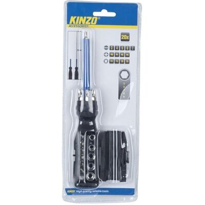 Kinzo, Schraubenzieher, Schraubendreher mit Bit-Set (6-Kant, Phillipps-Kreuzschlitz (PH), Schlitzschrauben) Kinzo, Schraubenzieher, Schraubendreher mit Bit-Set (6-Kant, Phillipps-Kreuzschlitz (PH), Schlitzschrauben)