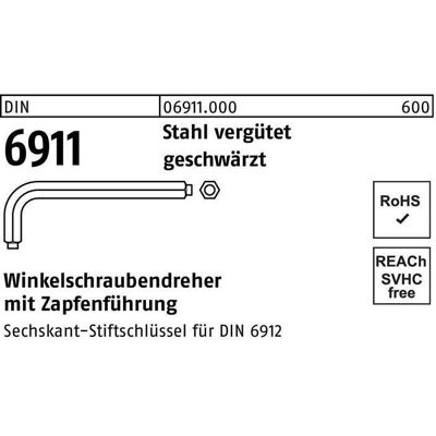 Winkelschraubendreher Mit Zapfen DIN 6911 Stahl - SW 12 - 25 Stück Winkelschraubendreher Mit Zapfen DIN 6911 Stahl - SW 12 - 25 Stück