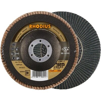 Rhodius, Schleifmittel, TOPline LGZ F Fächerschleifscheibe 125 x 22,23 mm K80 (80) Rhodius, Schleifmittel, TOPline LGZ F Fächerschleifscheibe 125 x 22,23 mm K80 (80)