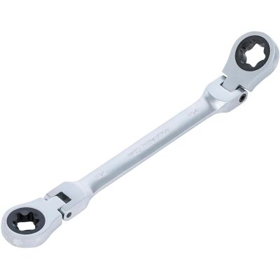 BGS, Schraubenschlüssel, Doppel-Ratschen-Ringschlüssel abwinkelbar mit E-Profil Ringköpfen SW E20 x E24 BGS, Schraubenschlüssel, Doppel-Ratschen-Ringschlüssel abwinkelbar mit E-Profil Ringköpfen SW E20 x E24