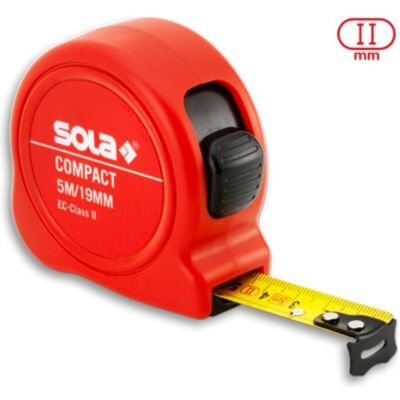 Sola Messwerkzeuge, Längenmesswerkzeug, Bandmass - COMPACT - 5m / 19mm - Taschenbandmass mit Gürtelclip - Stahlband, gelb lackiert mit mm (5 m) Sola Messwerkzeuge, Längenmesswerkzeug, Bandmass - COMPACT - 5m / 19mm - Taschenbandmass mit Gürtelclip - Stahlband, gelb lackiert mit mm (5 m)