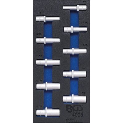 BGS, Zubehör Werkzeugaufbewahrung, Einlage 1/3: Steckschlüssel-Einsätze Sechskant 12,5 mm (1/2") in Zollgrössen tief 10-tlg. BGS, Zubehör Werkzeugaufbewahrung, Einlage 1/3: Steckschlüssel-Einsätze Sechskant 12,5 mm (1/2") in Zollgrössen tief 10-tlg.