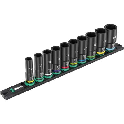 Wera, Steckschlüssel + Stecknuss, 8790 Nuss-Magnetleiste B Deep Impaktor 1, 3/8, 10teili (10 mm, 13 mm, 15 mm, 16 mm, 17 mm, 18 mm, 19 mm, 21 mm, 22 mm, 24 mm, 30 mm) Wera, Steckschlüssel + Stecknuss, 8790 Nuss-Magnetleiste B Deep Impaktor 1, 3/8, 10teili (10 mm, 13 mm, 15 mm, 16 mm, 17 mm, 18 mm, 19 mm, 21 mm, 22 mm, 24 mm, 30 mm)