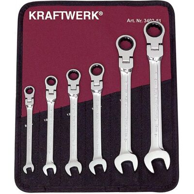 Kraftwerk, Schraubenschlüssel, Ratschen-Ring-Maulschlüssel (10 mm, 12 mm, 13 mm, 17 mm, 19 mm, 8 mm) Kraftwerk, Schraubenschlüssel, Ratschen-Ring-Maulschlüssel (10 mm, 12 mm, 13 mm, 17 mm, 19 mm, 8 mm)