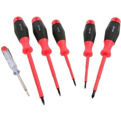 GEKO, Schraubenzieher, Isolierte Schraubendreher + Tester, 6er-Set GEKO, Schraubenzieher, Isolierte Schraubendreher + Tester, 6er-Set