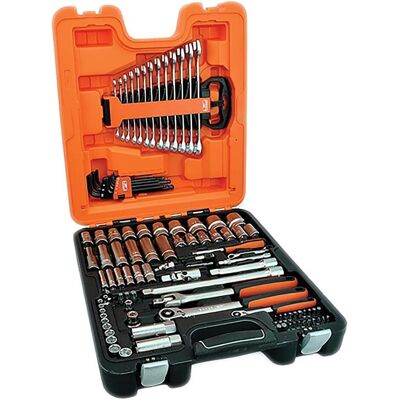 Bahco Steckschlüssel + Stecknuss, 1/4"- und 1/2"-Steckschlüssel-Satz inlukusive Ring-Maulschlüsseln - 103-teilig Bahco Steckschlüssel + Stecknuss, 1/4"- und 1/2"-Steckschlüssel-Satz inlukusive Ring-Maulschlüsseln - 103-teilig