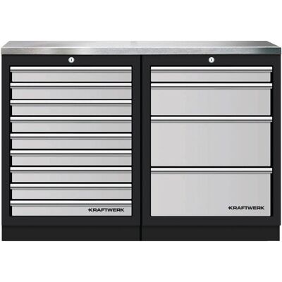 Kraftwerk, Werkstattschrank, Mobilio 2er Kombi, Edelstahl, 4 & 9 Schubladen (45.80 cm, 91 cm) Kraftwerk, Werkstattschrank, Mobilio 2er Kombi, Edelstahl, 4 & 9 Schubladen (45.80 cm, 91 cm)