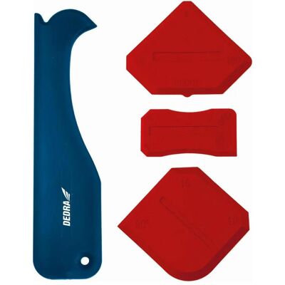 Dedra, Kelle + Spachtel, 15B086 Silikon-Spatel mit Cutter, 4 Stück Dedra, Kelle + Spachtel, 15B086 Silikon-Spatel mit Cutter, 4 Stück