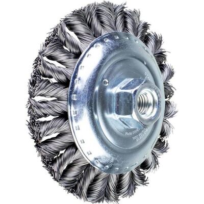 Pferd, Schleifmittel, Kegelbürste Ø 125 mm M14 Drahtstärke 0,5 mm Gusseisen 15 mm 15000 min-¹ Pferd, Schleifmittel, Kegelbürste Ø 125 mm M14 Drahtstärke 0,5 mm Gusseisen 15 mm 15000 min-¹
