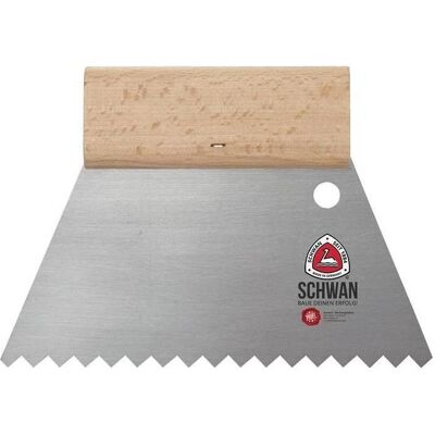 Schwan, Kelle + Spachtel, Kleberspachtel Länge 180 mm Breite 180 mm Zahnung C1 Kastenzahnung 4x4x4 mm gehärteter Stahl Holz... (18 cm) Schwan, Kelle + Spachtel, Kleberspachtel Länge 180 mm Breite 180 mm Zahnung C1 Kastenzahnung 4x4x4 mm gehärteter Stahl Holz... (18 cm)