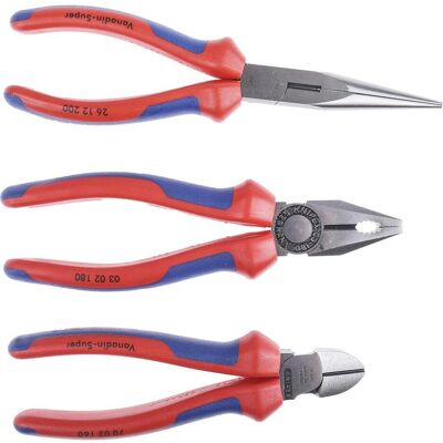 Knipex Zangen-Set aus Chrom-Vanadium-Stahl - 185 mm - Rechtwinklig, Gerade Spitze Knipex Zangen-Set aus Chrom-Vanadium-Stahl - 185 mm - Rechtwinklig, Gerade Spitze