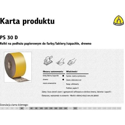 Klingspor, Schleifmittel, KLINGORE ROLL ON PAPER BASE, PS30D 115 mm gr.220 (50 mb) (220) Klingspor, Schleifmittel, KLINGORE ROLL ON PAPER BASE, PS30D 115 mm gr.220 (50 mb) (220)