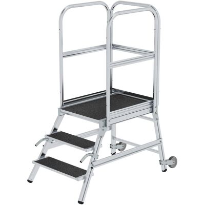 Günzburger, Leiter + Gerüst, Podesttreppe einseitig begehbar mit Rollen & Griffen Korrundbesch. R13 3 Stufen (Gerüst, 124 cm) Günzburger, Leiter + Gerüst, Podesttreppe einseitig begehbar mit Rollen & Griffen Korrundbesch. R13 3 Stufen (Gerüst, 124 cm)