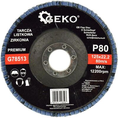GEKO, Schleifmittel, Fächerschleifscheibe, 125mm P80 (P80) GEKO, Schleifmittel, Fächerschleifscheibe, 125mm P80 (P80)