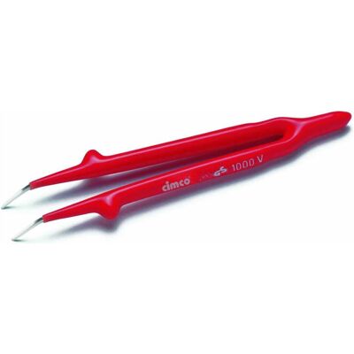 Cimco, Pinzette, Pinzette mit 1000V Schutzisolation, gebogene, flach-runde Form, Länge 145 mm Cimco, Pinzette, Pinzette mit 1000V Schutzisolation, gebogene, flach-runde Form, Länge 145 mm