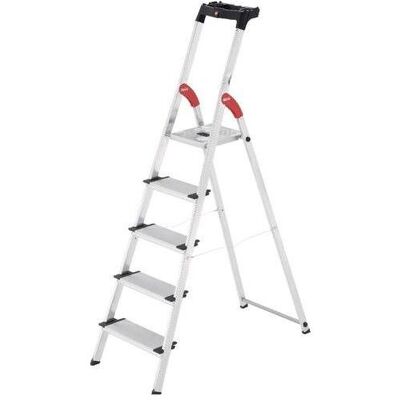 Hailo, Leiter + Gerüst, Stufenleiter XXL Easyclix Silber 5 Stufen 400 mm x 1630 mm (Trittleiter, 163 cm) Hailo, Leiter + Gerüst, Stufenleiter XXL Easyclix Silber 5 Stufen 400 mm x 1630 mm (Trittleiter, 163 cm)